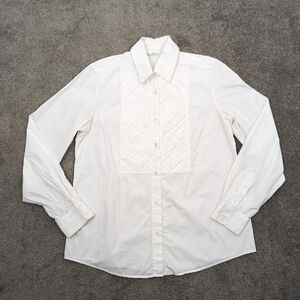 Oscar de la Renta White Diamond-Quilted Button-Down Shirt, Est. Size XL